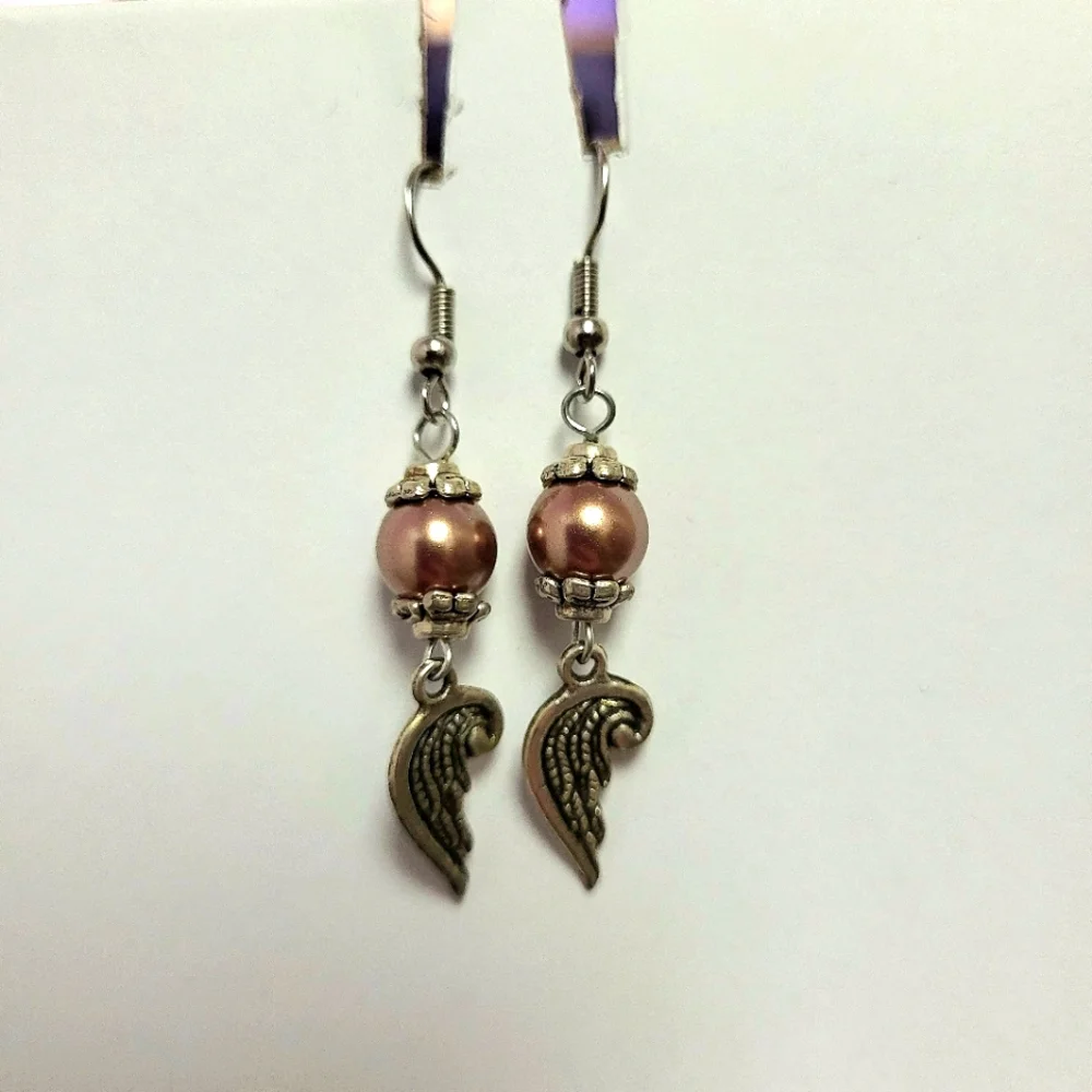 Brown angel wing costume earrings